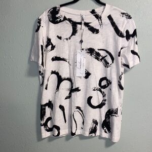 Summum L Black/White Abstract Print Shirt